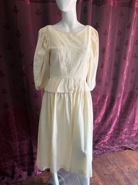 Vintage Deadstock Talbots Cream Peplum Midi Dress Size 10